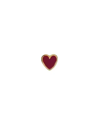 Petit Love Heart Enamel Single Ørering - Burgundy/Guldfarvet 